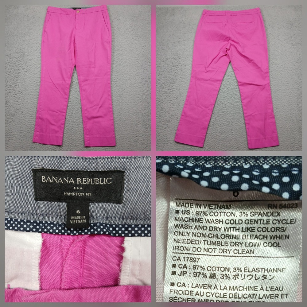 Banana Republic Hampton Fit Pants Womens 6 Pink Stretch Ankle Casual